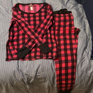Victoria's Secret Red and Black Plaid Pajama Set
